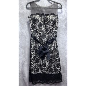 Impression Bridal Sleeveless Lace Dress Sz 10 Black Wedding Cocktail Goth EUC